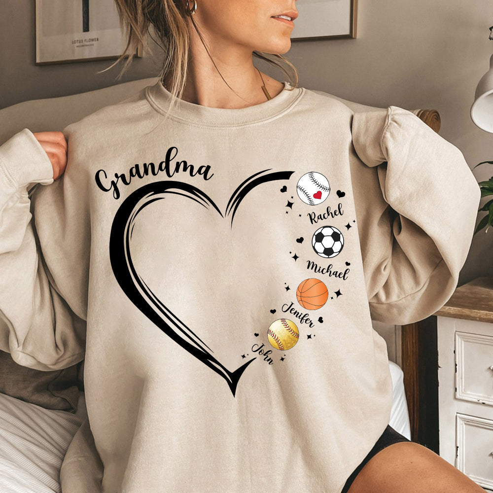 Grandma, Sport Mom Heart, Personalized Shirt, Gift For Mother's Day T1807 Hv01