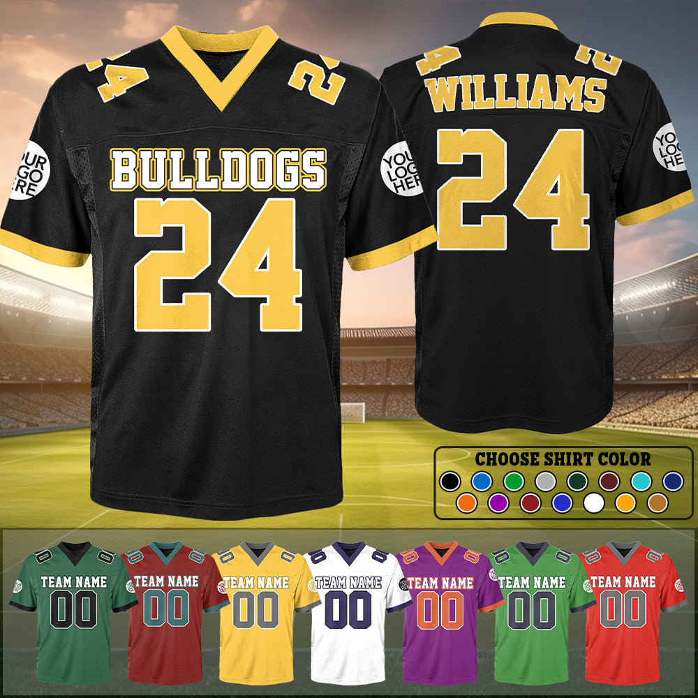 Custom Any Two Football Team, Personalized Team Name And Number Football Jersey, V-neck Short Sleeve Jersey Shirt, Football Jerseys