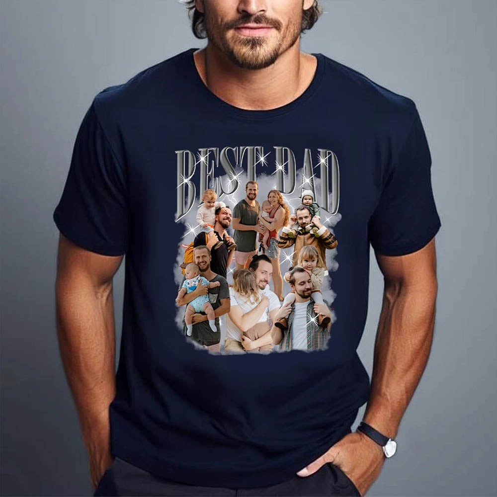 Dad Customized Bootleg Shirt, Custom Dad T shirt, Custom Photo Shirt, Best Dad Ever Shirt, Father's Day, Your Vintage Design Bootleg Rap Tee