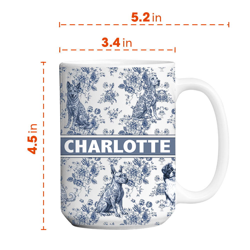 Personalized  Dog Mug with Toile De Jouy Style, Gift for Dog Lovers A2110 Pt99