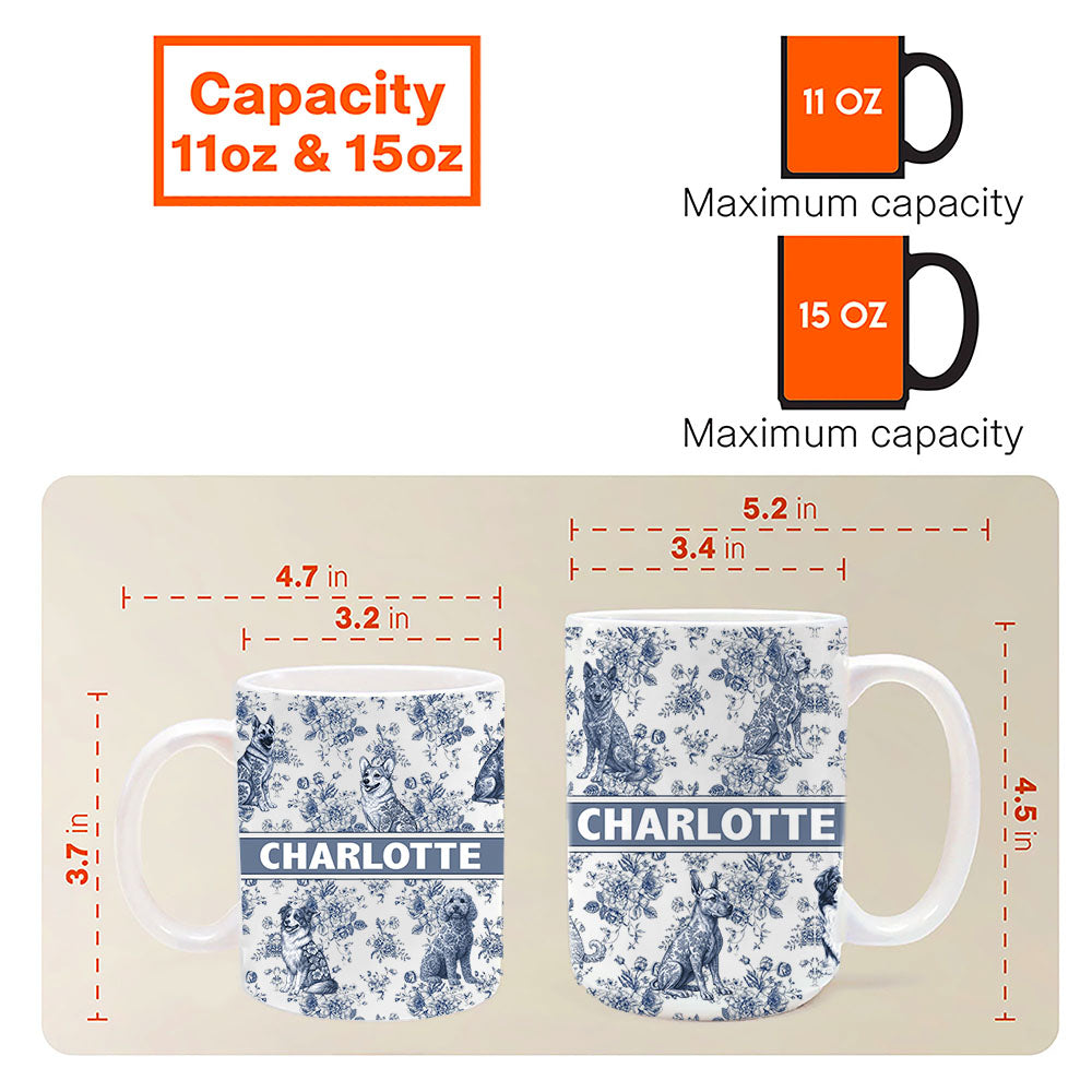 Personalized  Dog Mug with Toile De Jouy Style, Gift for Dog Lovers A2110 Pt99
