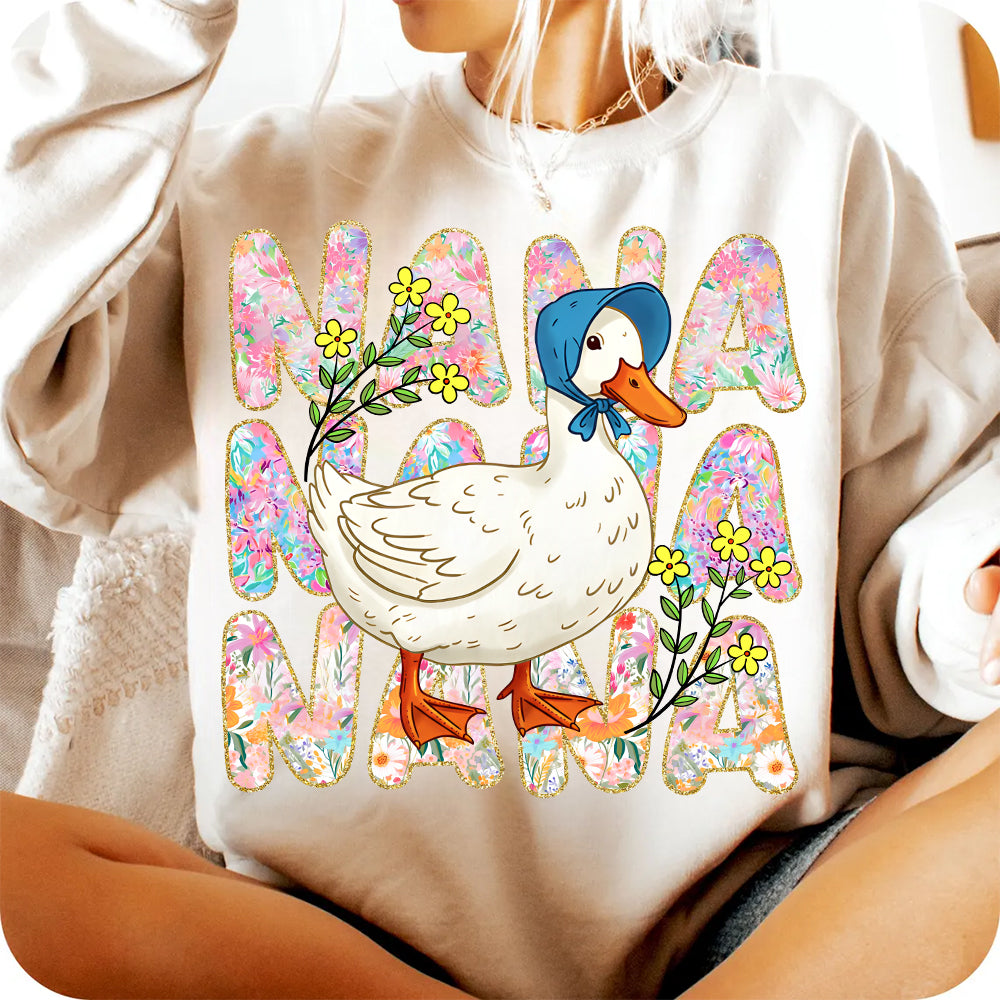 Floral Mama Goose - Personalized Shirt For Grandma Hv01