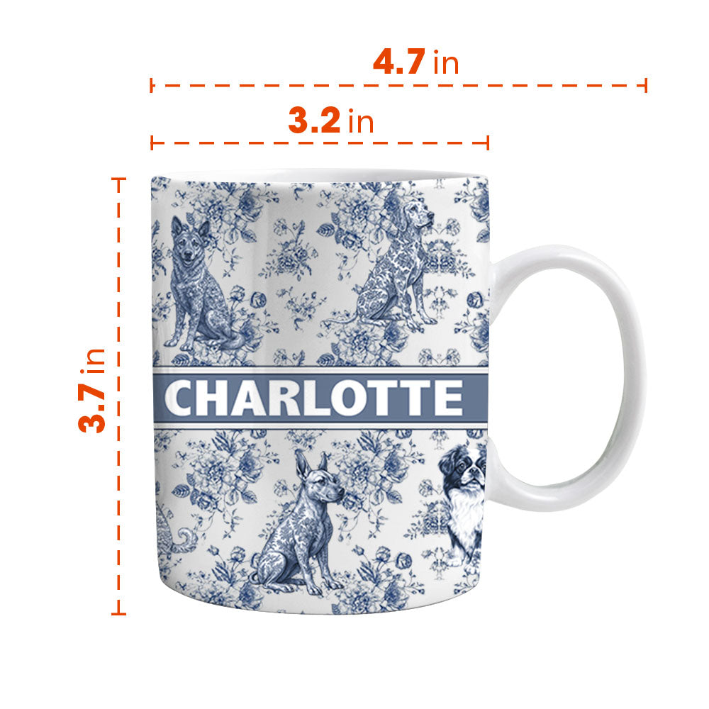 Personalized  Dog Mug with Toile De Jouy Style, Gift for Dog Lovers A2110 Pt99