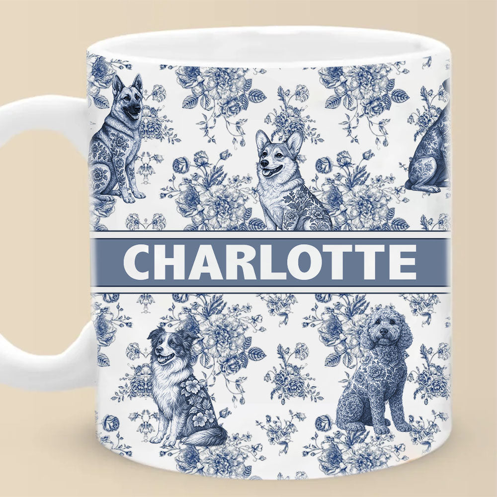 Personalized  Dog Mug with Toile De Jouy Style, Gift for Dog Lovers A2110 Pt99