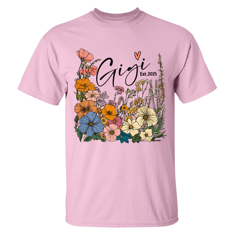 Gigi Vintage Floral Shirt - Custom Grandma With Grandkids, Gift for Mother's Day NA04 Tm01