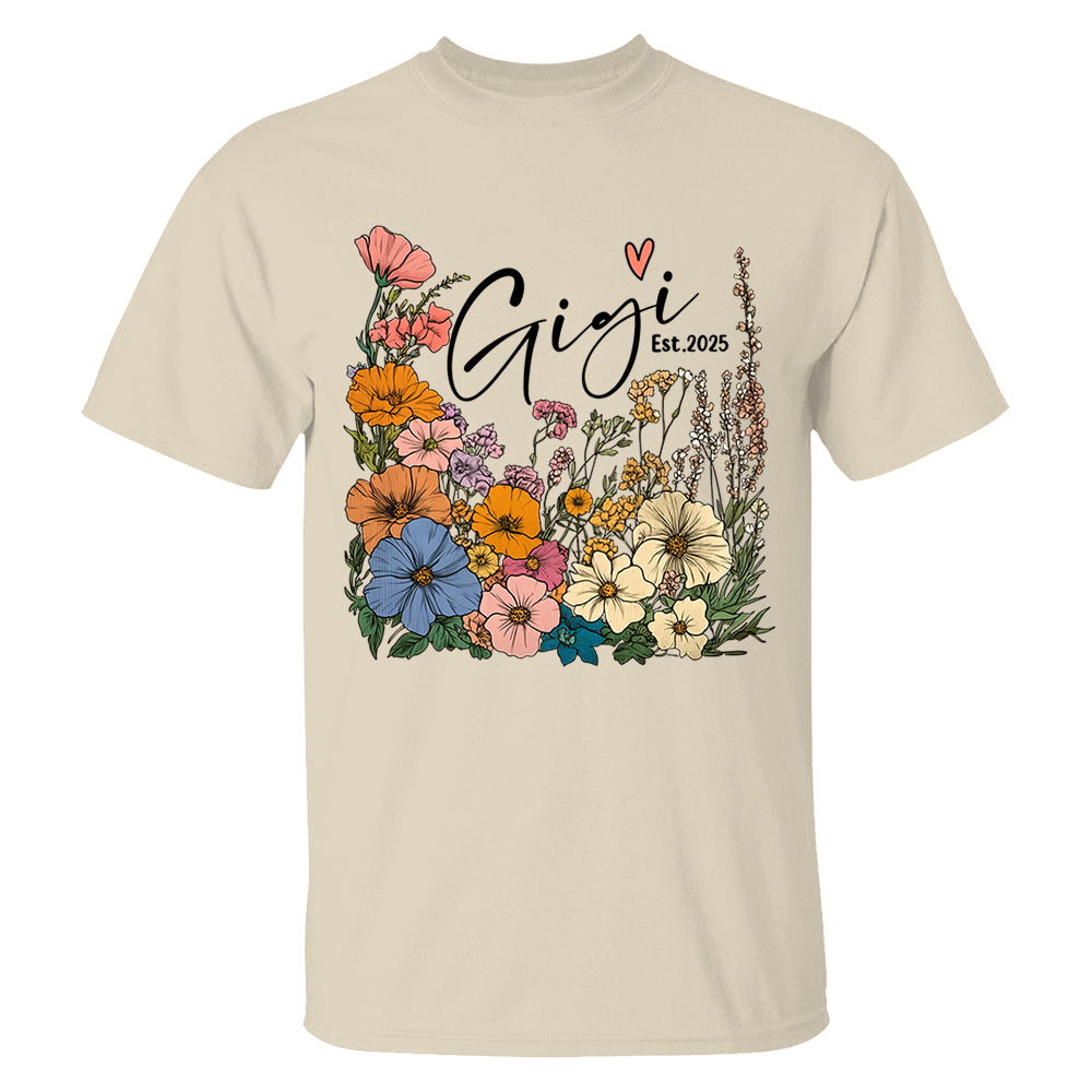 Gigi Vintage Floral Shirt - Custom Grandma With Grandkids, Gift for Mother's Day NA04 Tm01