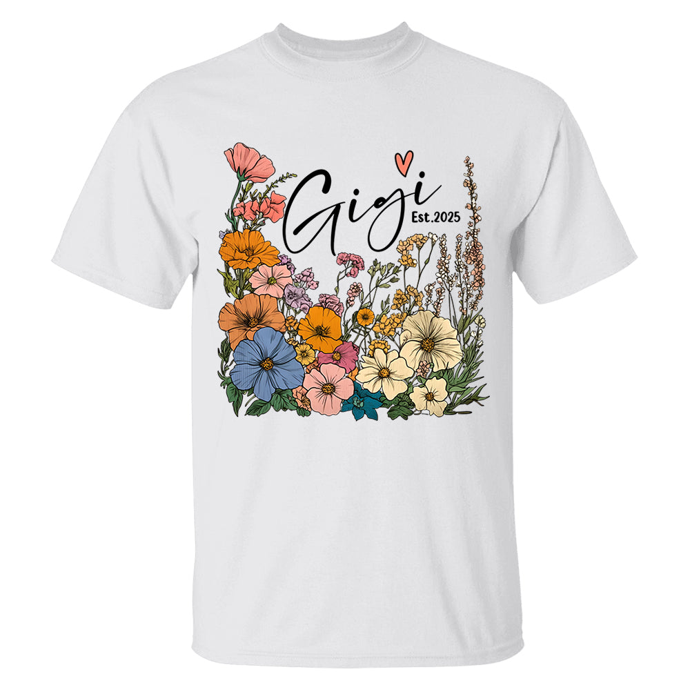 Gigi Vintage Floral Shirt - Custom Grandma With Grandkids, Gift for Mother's Day NA04 Tm01