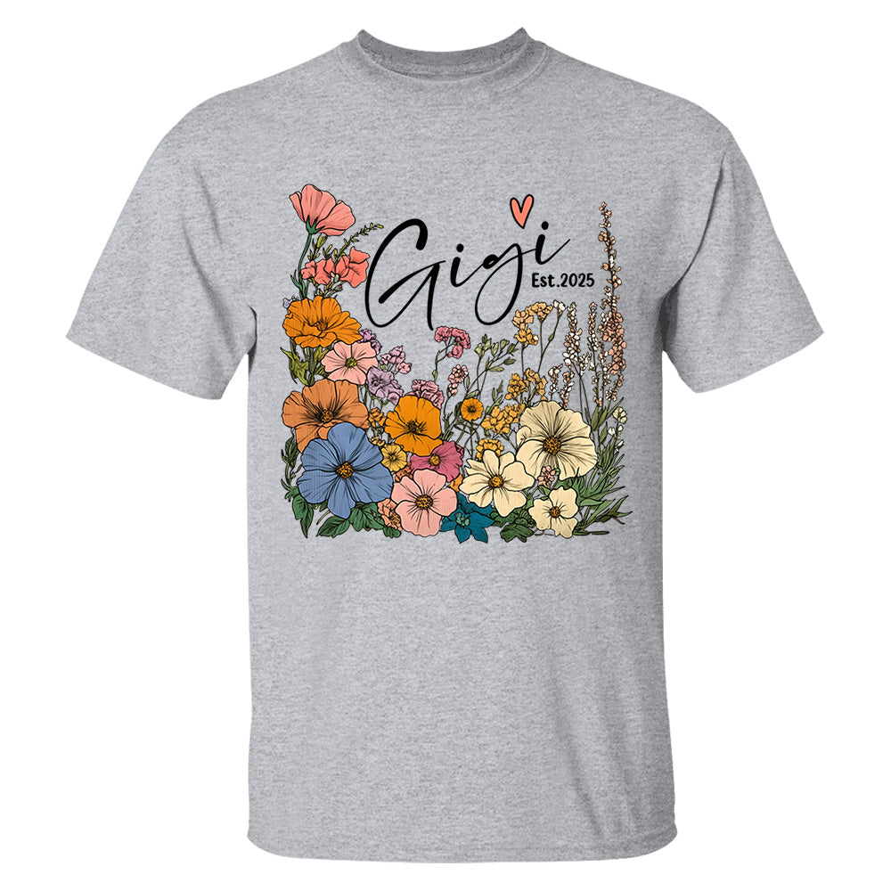 Gigi Vintage Floral Shirt - Custom Grandma With Grandkids, Gift for Mother's Day NA04 Tm01