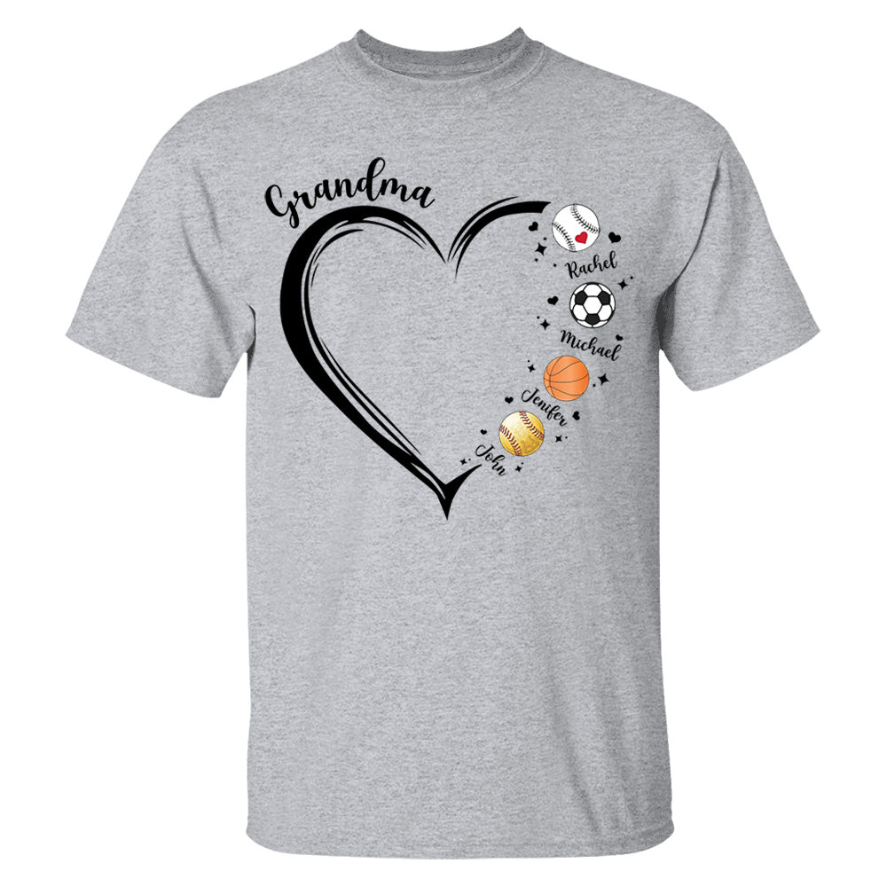 Grandma, Sport Mom Heart, Personalized Shirt, Gift For Mother's Day T1807 Hv01
