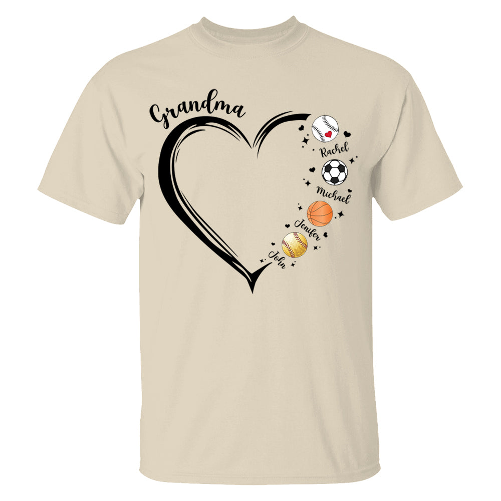 Grandma, Sport Mom Heart, Personalized Shirt, Gift For Mother's Day T1807 Hv01