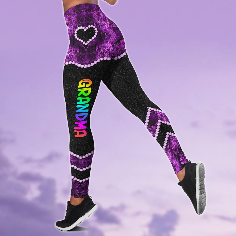 Grandma Heart And Grandkids Hands Personalized All Over Print Shirt, 3D Hoodie, Tank Top and Legging Set For Grandma Hn98