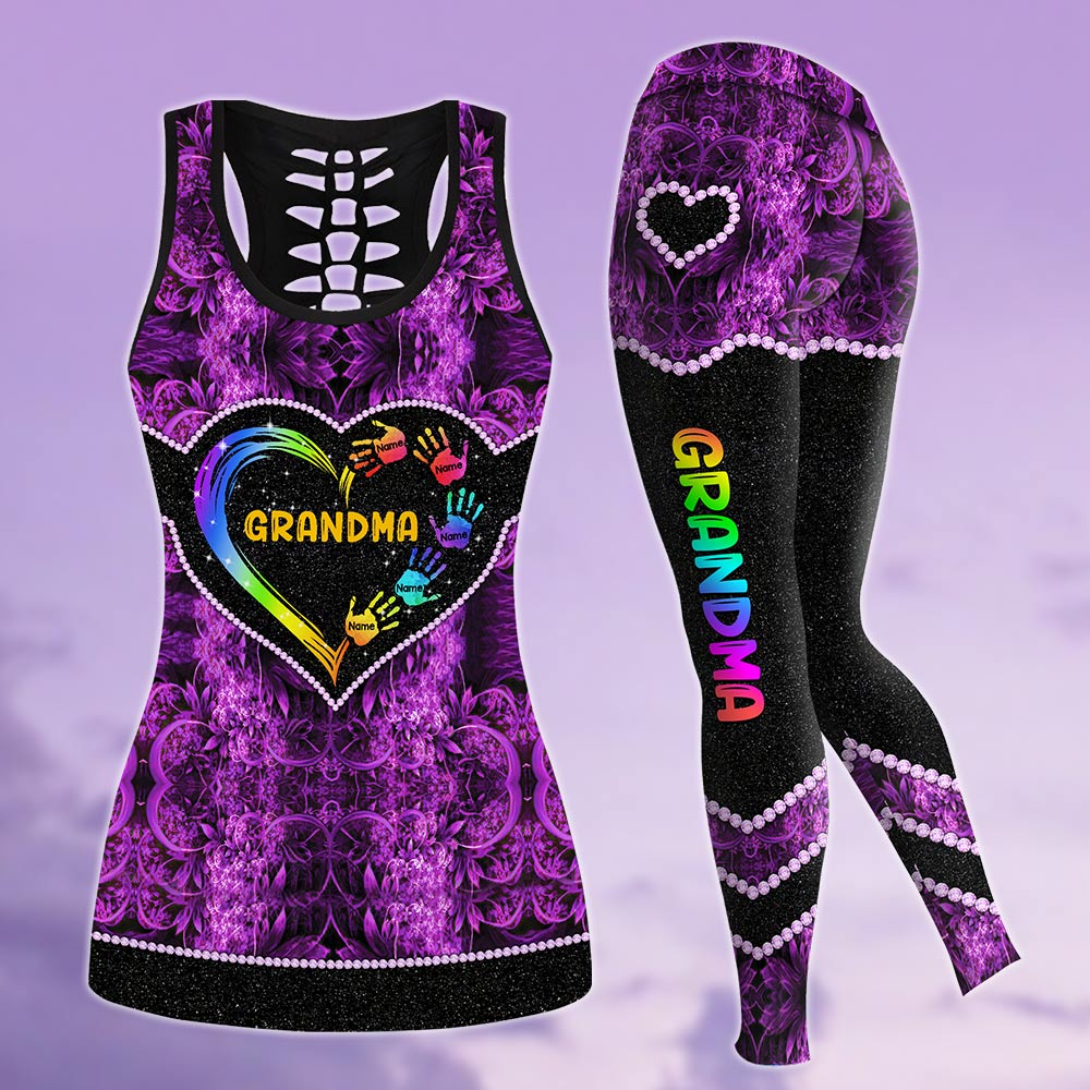 Grandma Heart And Grandkids Hands Personalized All Over Print Shirt, 3D Hoodie, Tank Top and Legging Set For Grandma Hn98