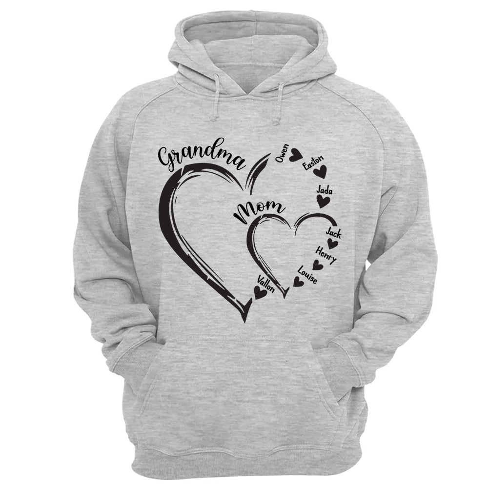 Custom Grandma Mom Heart Shirt, Personalized Nana Shirt, Mimi Shirt - Best Gifts For Mother's Day