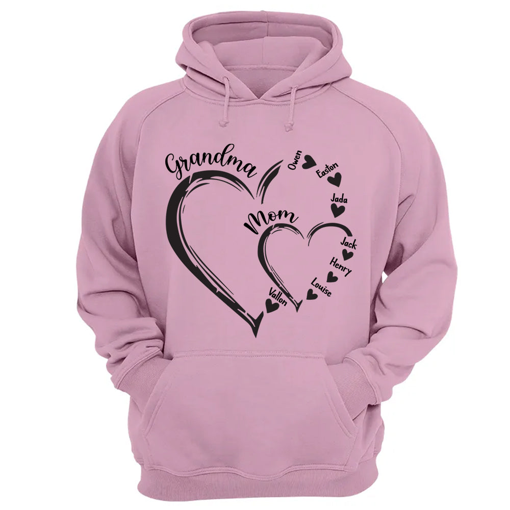 Custom Grandma Mom Heart Shirt, Personalized Nana Shirt, Mimi Shirt - Best Gifts For Mother's Day
