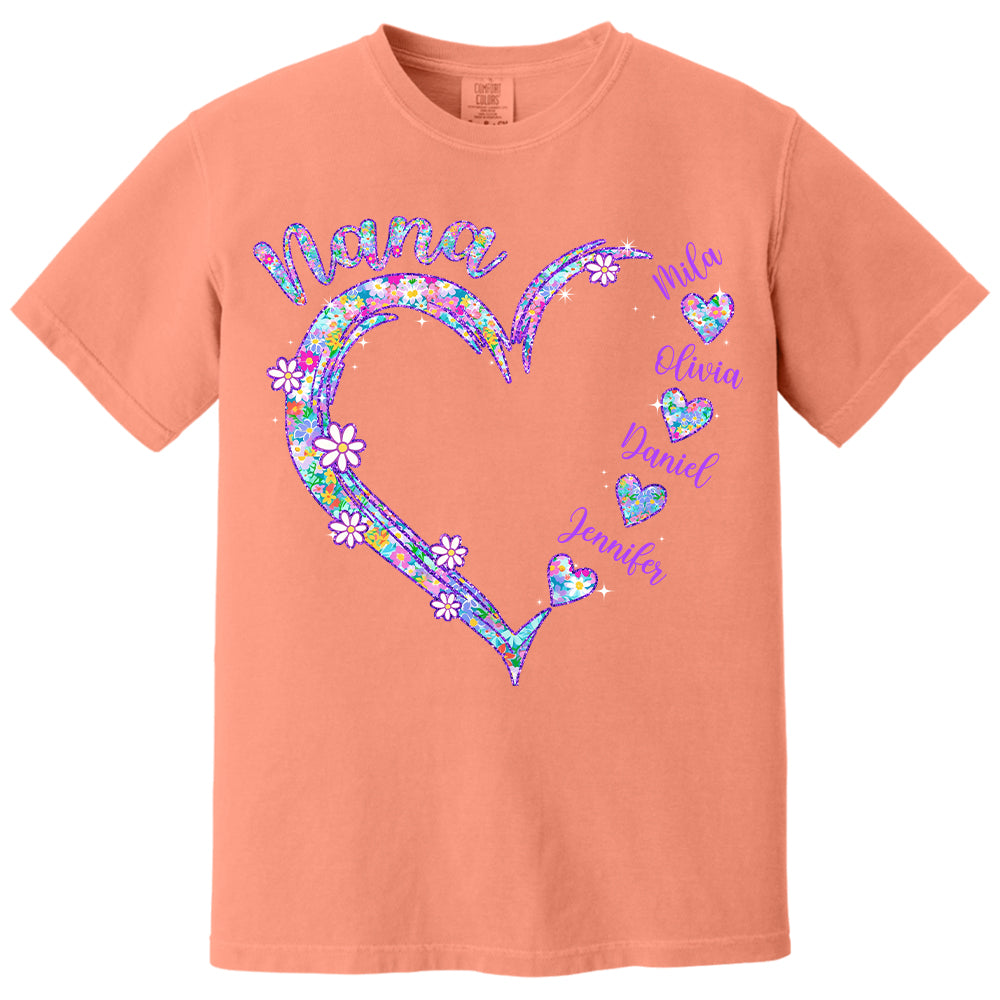 Grandma Heart - Personalized Nicknames Grandma Mimi Gigi Custom Kid Names NA04 - NV01