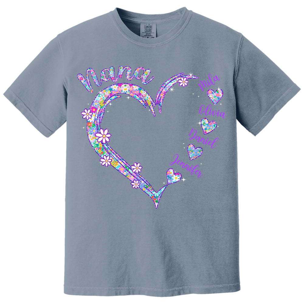 Grandma Heart - Personalized Nicknames Grandma Mimi Gigi Custom Kid Names NA04 - NV01