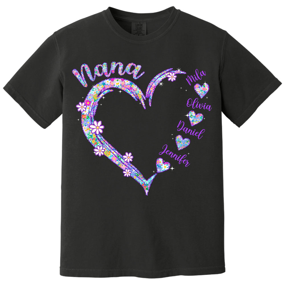 Grandma Heart - Personalized Nicknames Grandma Mimi Gigi Custom Kid Names NA04 - NV01