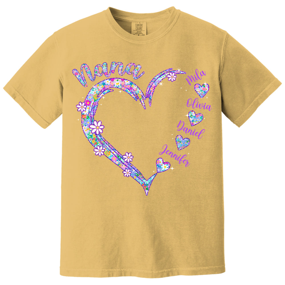 Grandma Heart - Personalized Nicknames Grandma Mimi Gigi Custom Kid Names NA04 - NV01