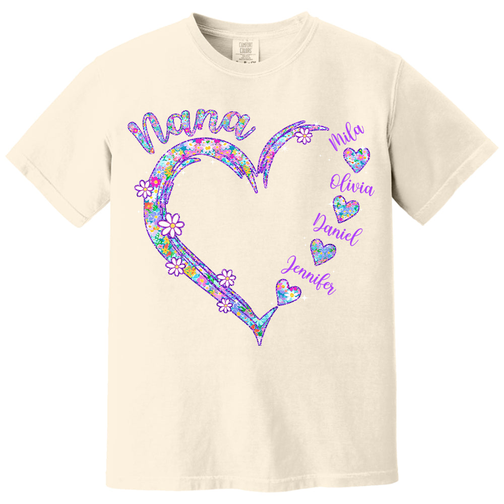 Grandma Heart - Personalized Nicknames Grandma Mimi Gigi Custom Kid Names NA04 - NV01