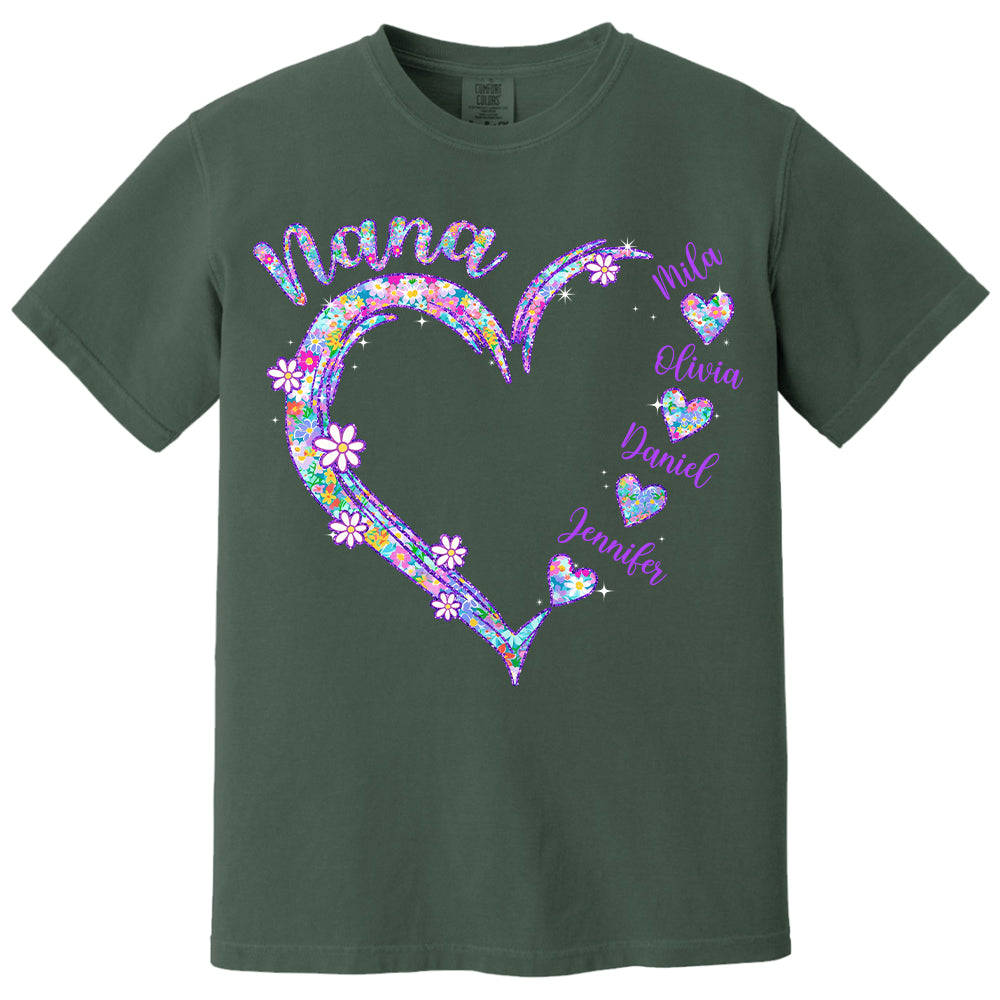 Grandma Heart - Personalized Nicknames Grandma Mimi Gigi Custom Kid Names NA04 - NV01