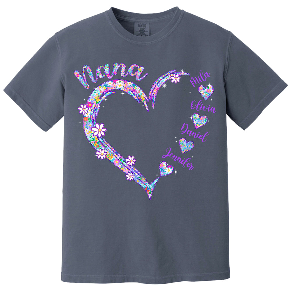 Grandma Heart - Personalized Nicknames Grandma Mimi Gigi Custom Kid Names NA04 - NV01