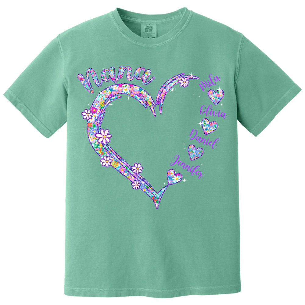 Grandma Heart - Personalized Nicknames Grandma Mimi Gigi Custom Kid Names NA04 - NV01