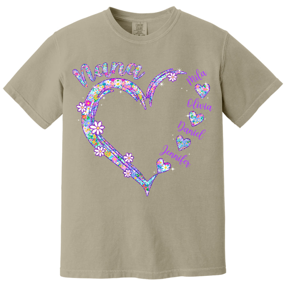 Grandma Heart - Personalized Nicknames Grandma Mimi Gigi Custom Kid Names NA04 - NV01