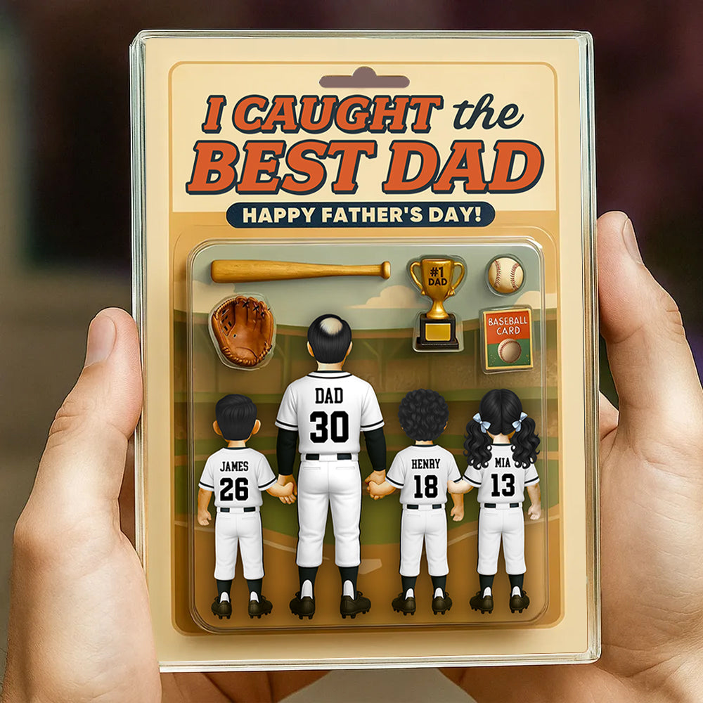 I Caught the Best Dad, Personalize Baseball Dad Acrylic Block Plaque, Father's Day Gift for Dad A2110