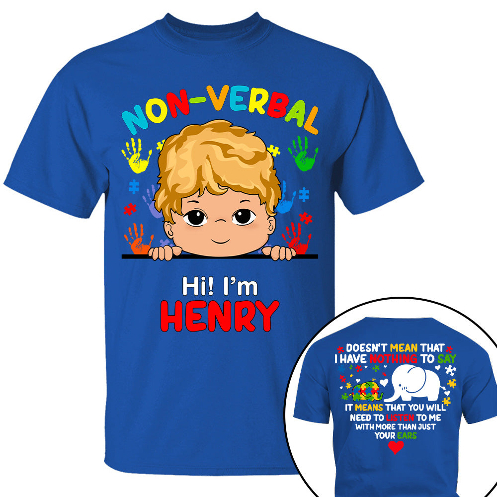 Non Verbal Children Autism - Personalized Shirts Tu20