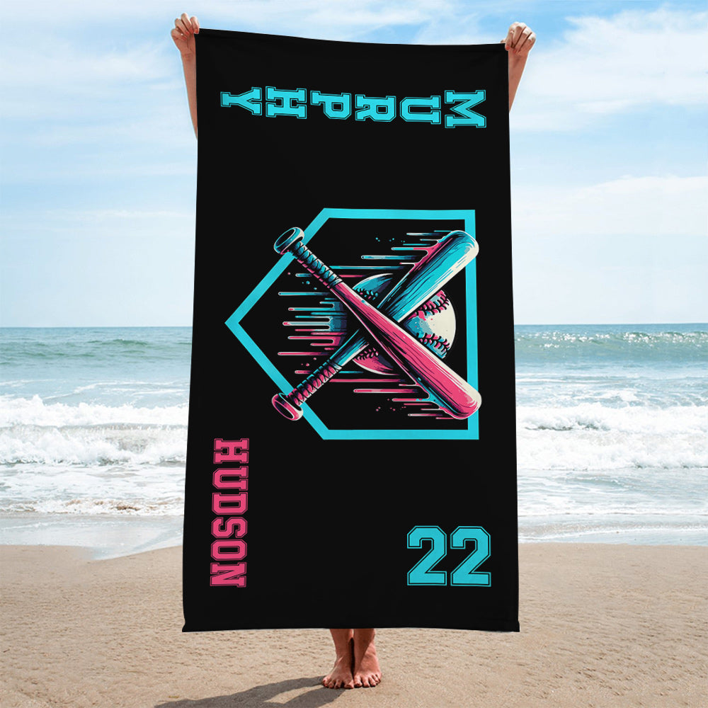 Personalized Drip Baseball Beach Towel, Pool Towel, Team Gift, Youth Baseball Gift A2110 Do99