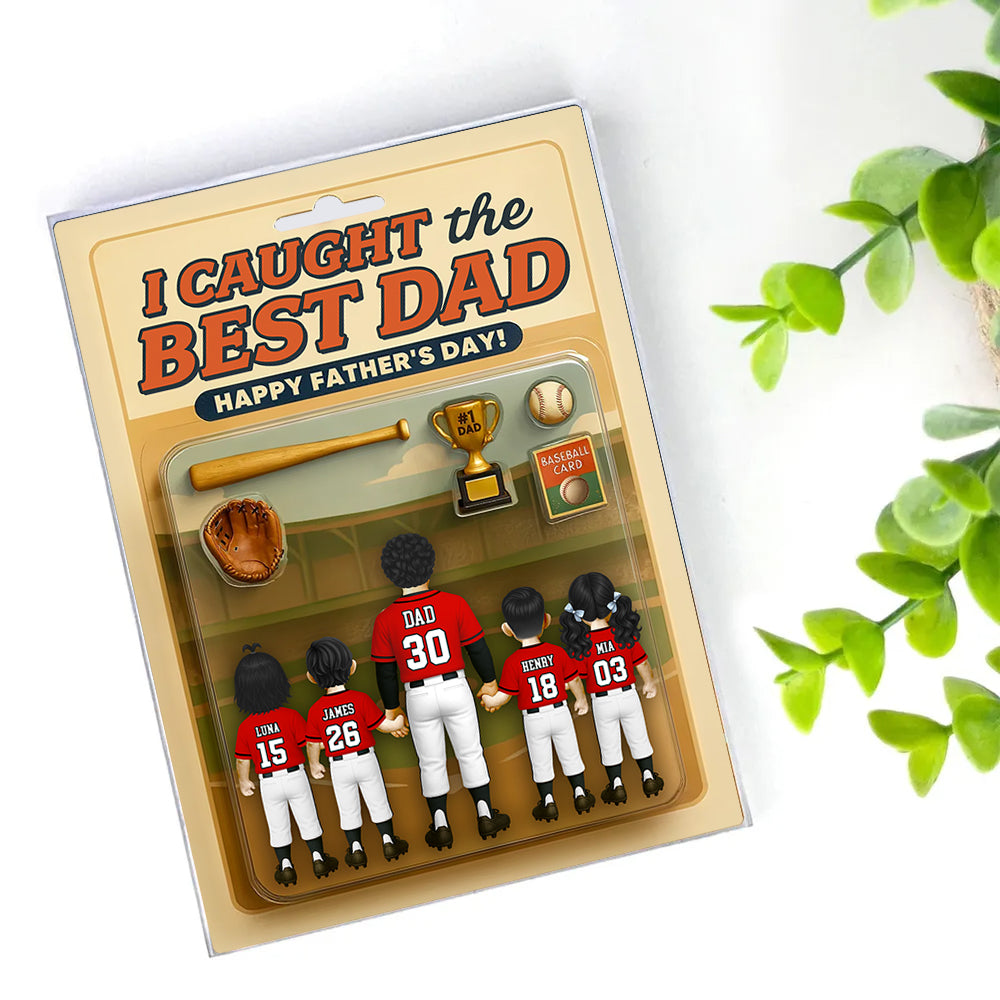 I Caught the Best Dad, Personalize Baseball Dad Acrylic Block Plaque, Father's Day Gift for Dad A2110