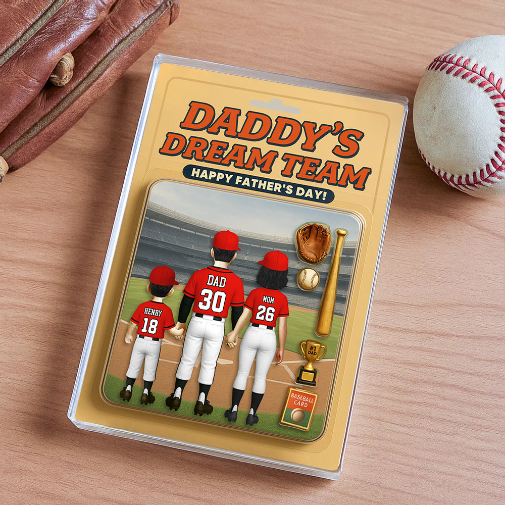 Daddy' Dream Team, Baseball Custom Figure Personalized Acrylic Block Plaque, Gift For Baseball Lover A2110 Hv01