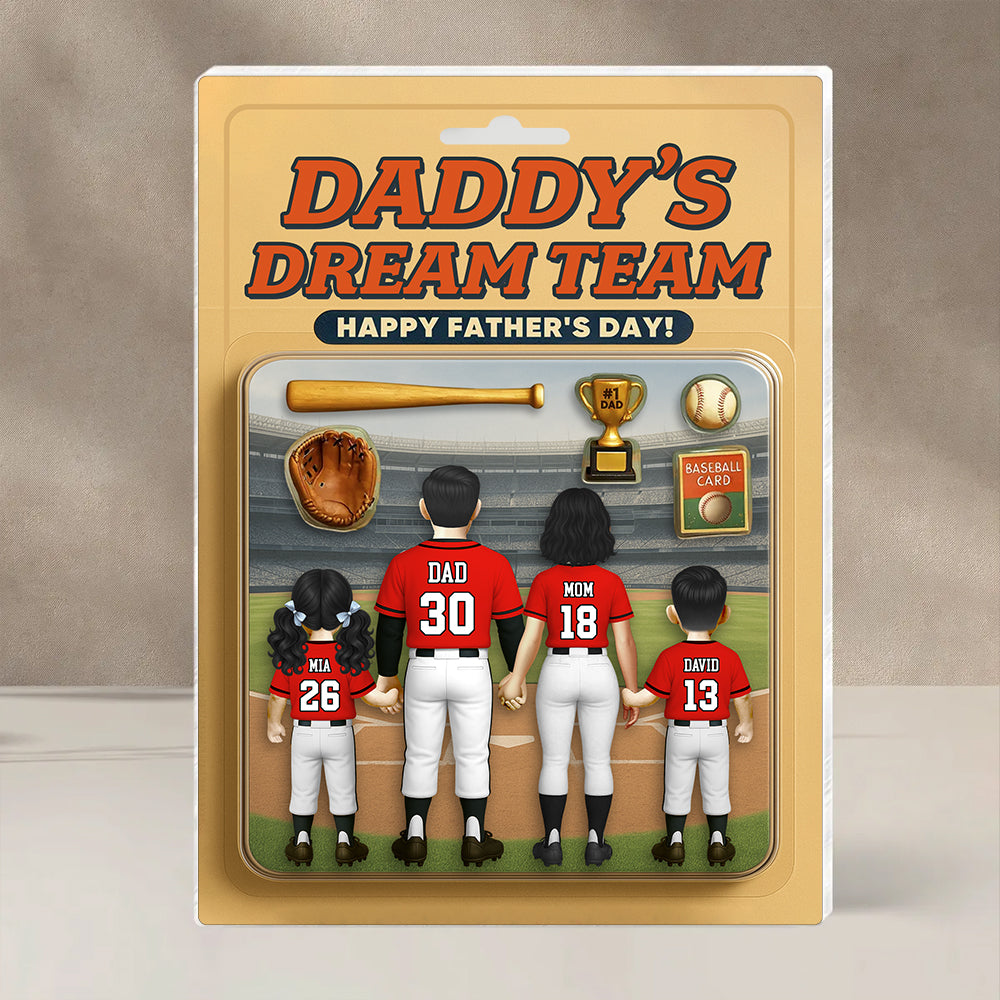 Daddy' Dream Team, Baseball Custom Figure Personalized Acrylic Block Plaque, Gift For Baseball Lover A2110 Hv01