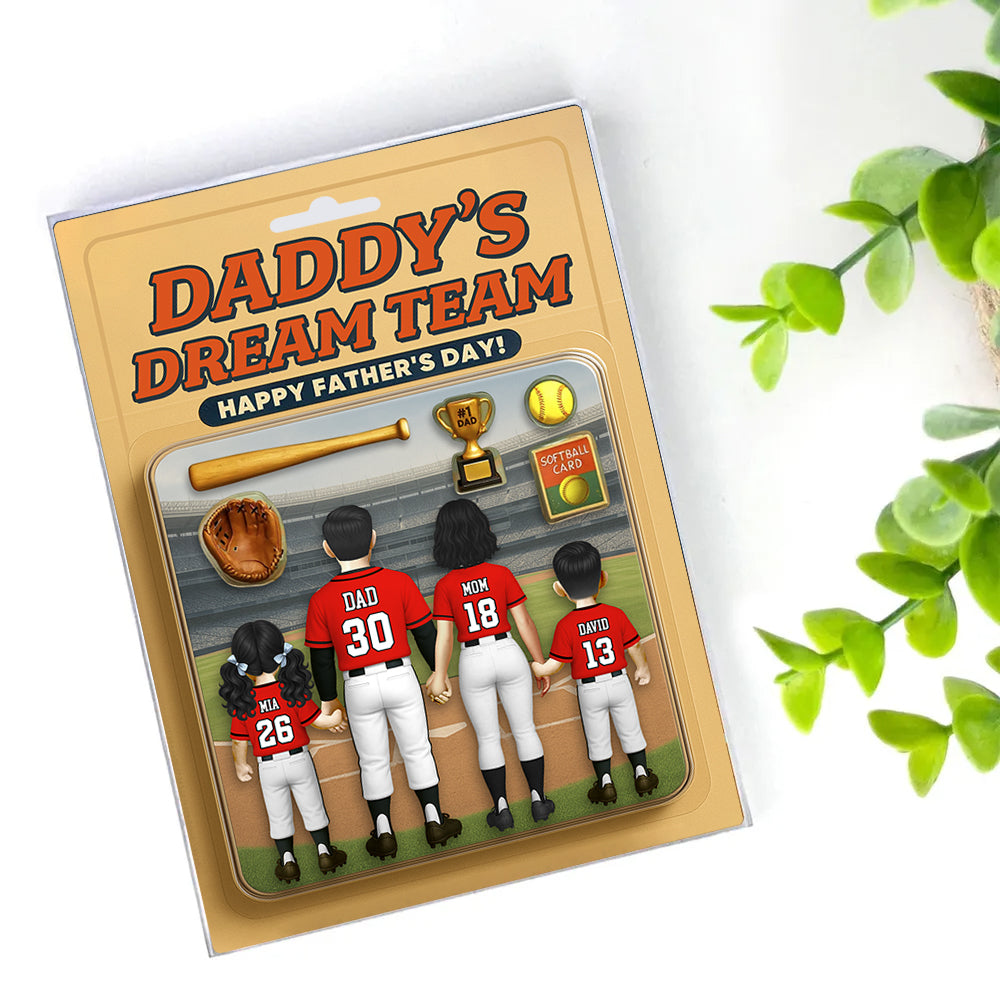 Daddy' Dream Team, Baseball Custom Figure Personalized Acrylic Block Plaque, Gift For Baseball Lover A2110 Hv01