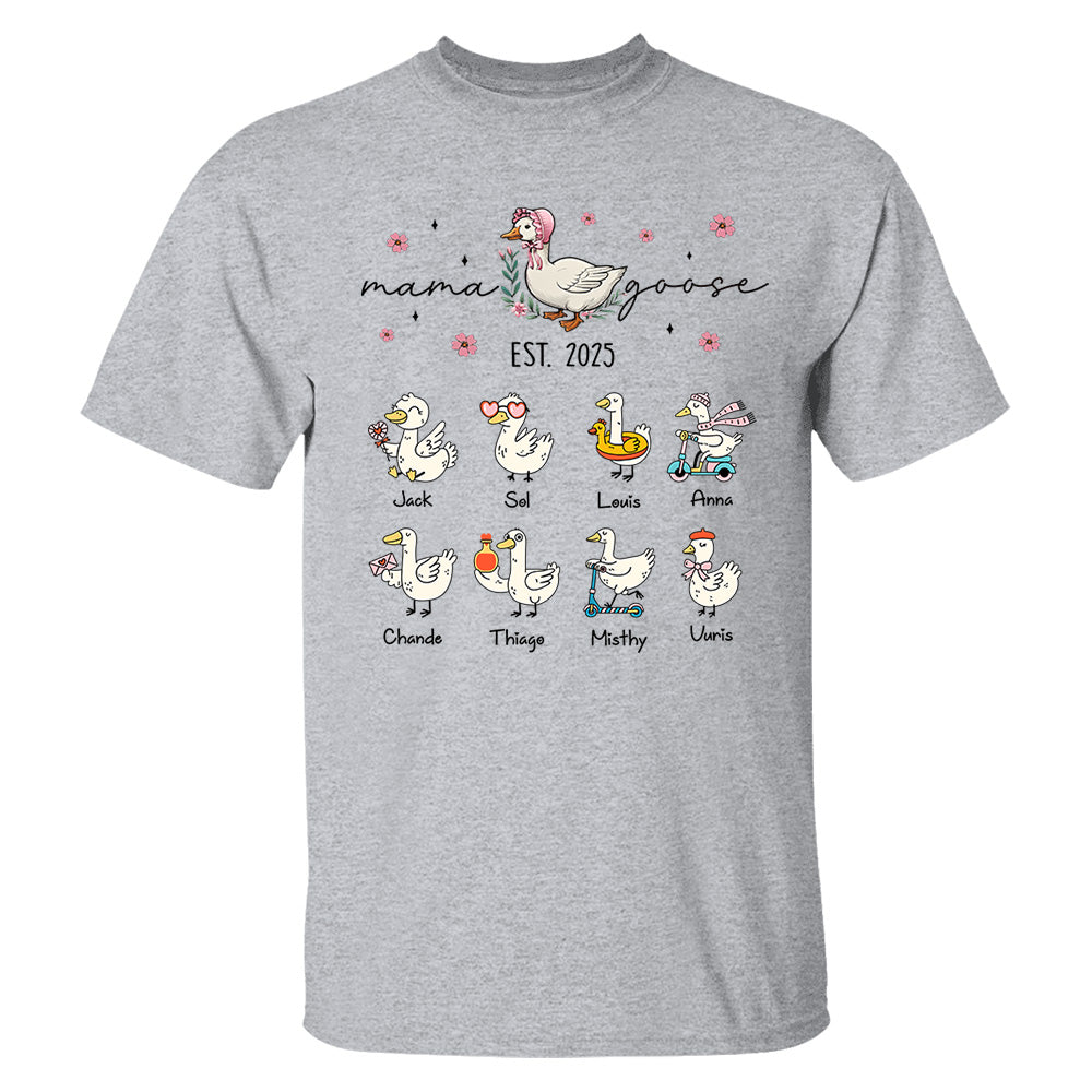 Mama Goose, Mama Silly Goose Shirt - Personalized Vintage Mama Goose Shirt Tu24