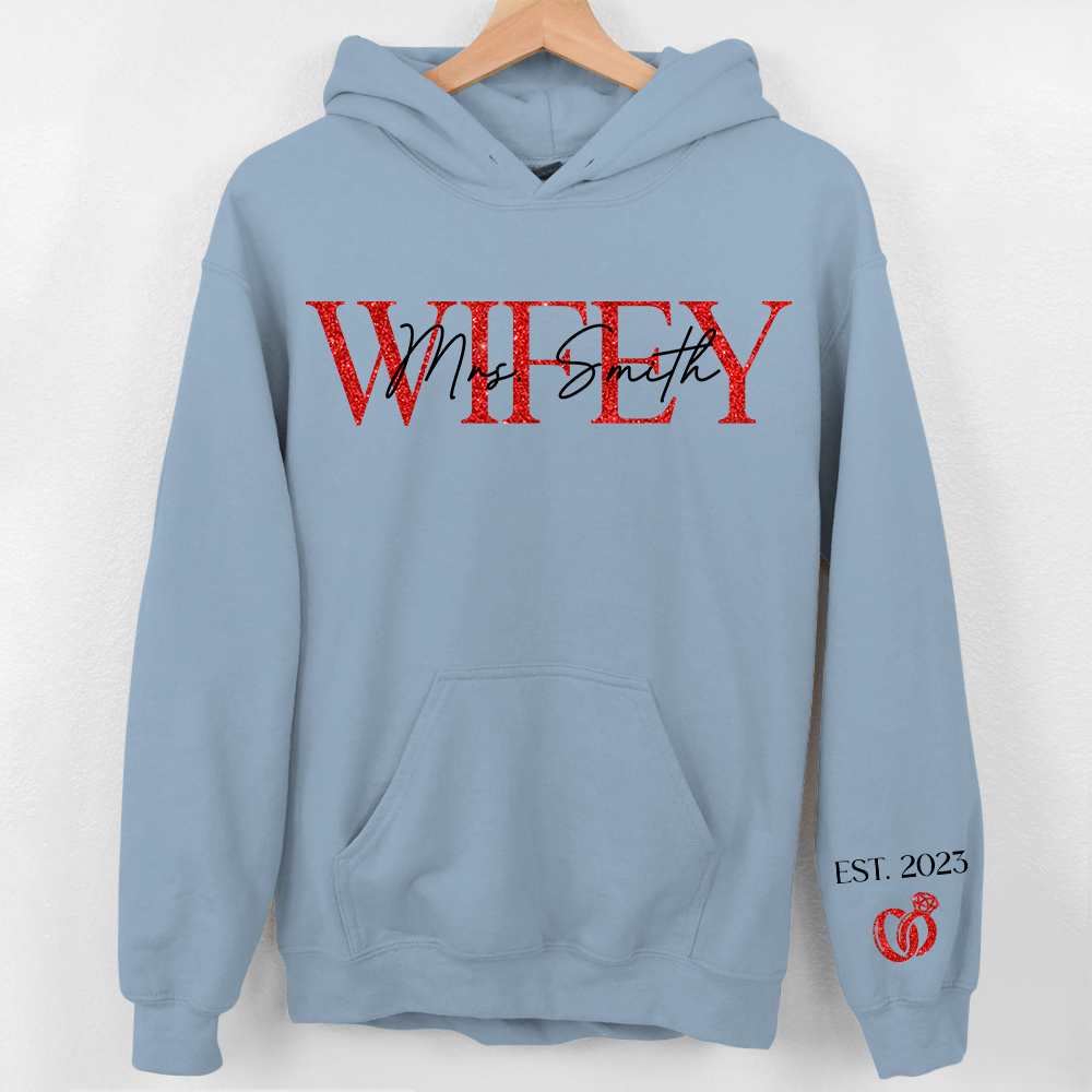 The Love Of My Life My Wifey - Couple Personalized Custom Unisex Sweatshirt With Design On Sleeve - Gift For Husband Wife, Anniversary Pa00