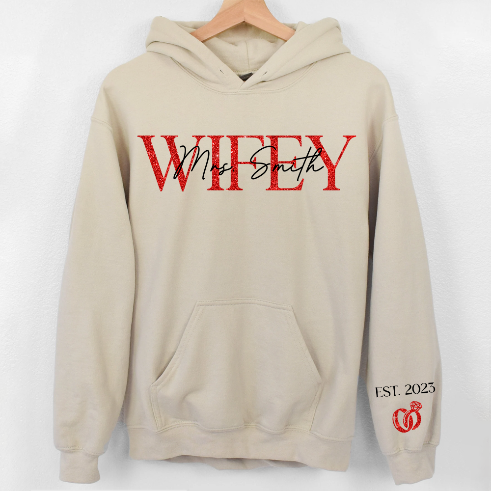 The Love Of My Life My Wifey - Couple Personalized Custom Unisex Sweatshirt With Design On Sleeve - Gift For Husband Wife, Anniversary Pa00