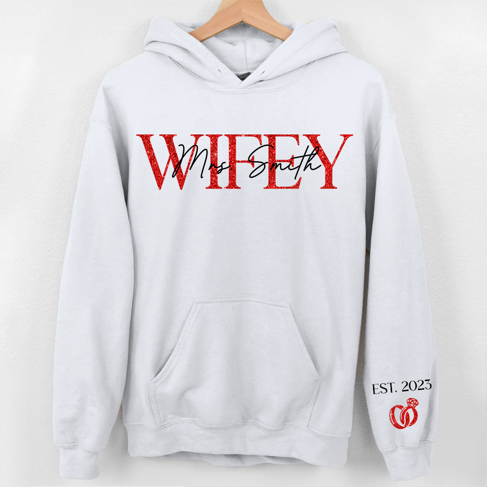The Love Of My Life My Wifey - Couple Personalized Custom Unisex Sweatshirt With Design On Sleeve - Gift For Husband Wife, Anniversary Pa00