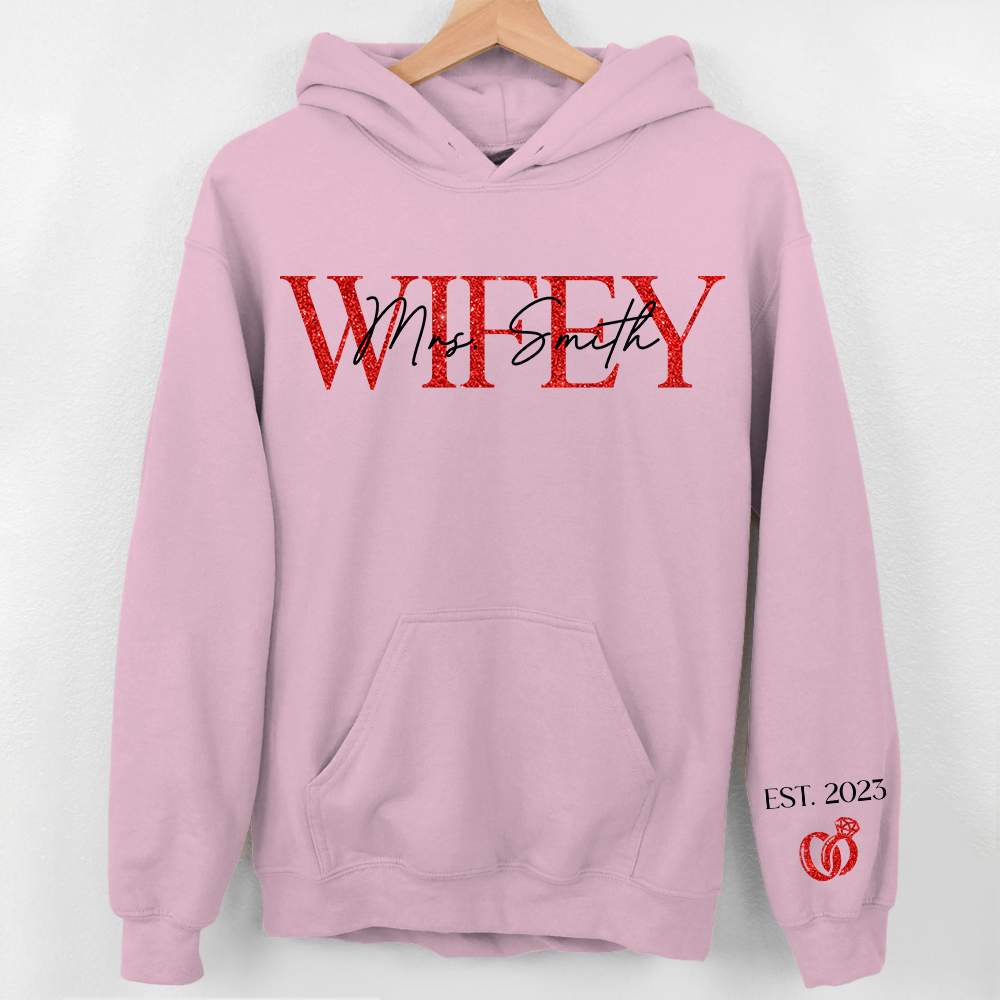 The Love Of My Life My Wifey - Couple Personalized Custom Unisex Sweatshirt With Design On Sleeve - Gift For Husband Wife, Anniversary Pa00