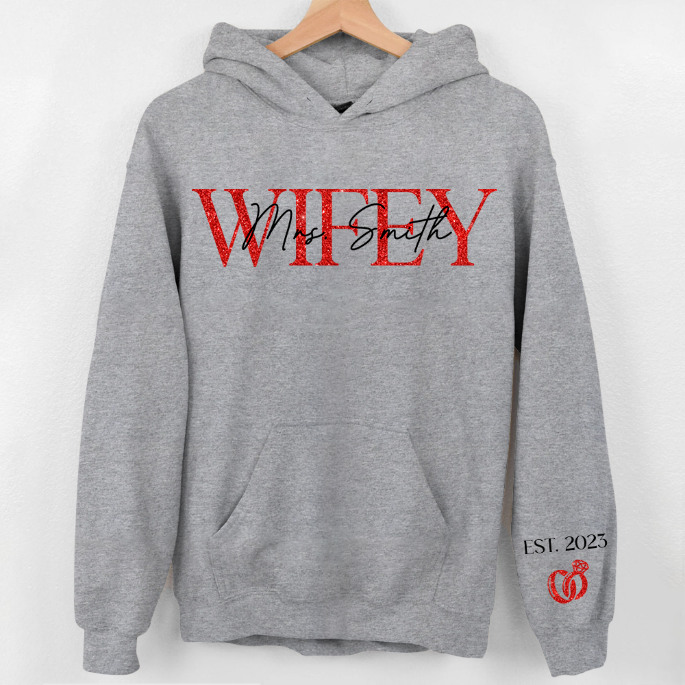 The Love Of My Life My Wifey - Couple Personalized Custom Unisex Sweatshirt With Design On Sleeve - Gift For Husband Wife, Anniversary Pa00