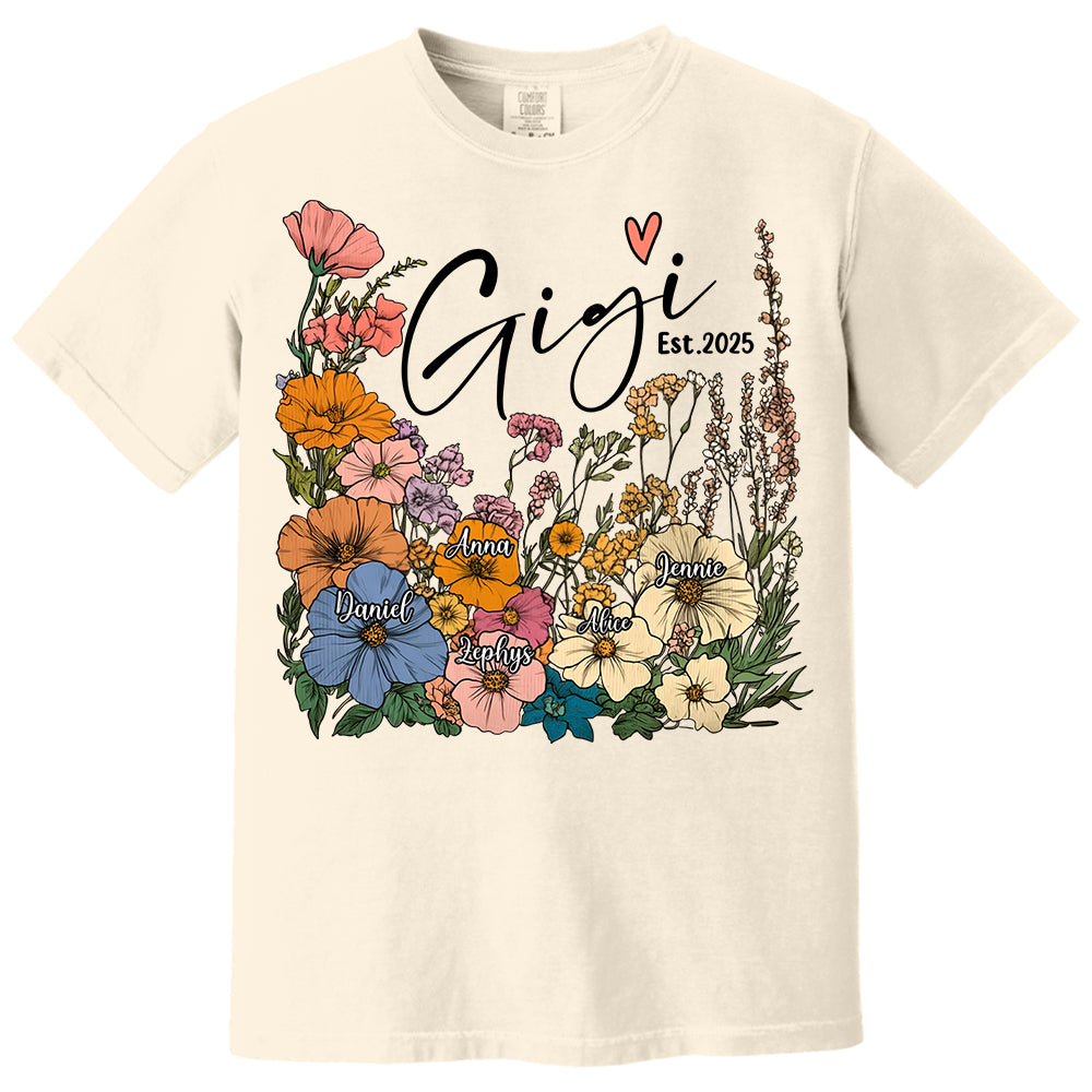 Gigi Vintage Floral Shirt - Custom Grandma With Grandkids, Gift for Mother's Day NA04 Tm01