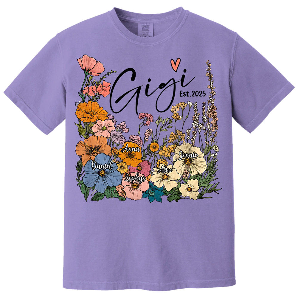 Gigi Vintage Floral Shirt - Custom Grandma With Grandkids, Gift for Mother's Day NA04 Tm01