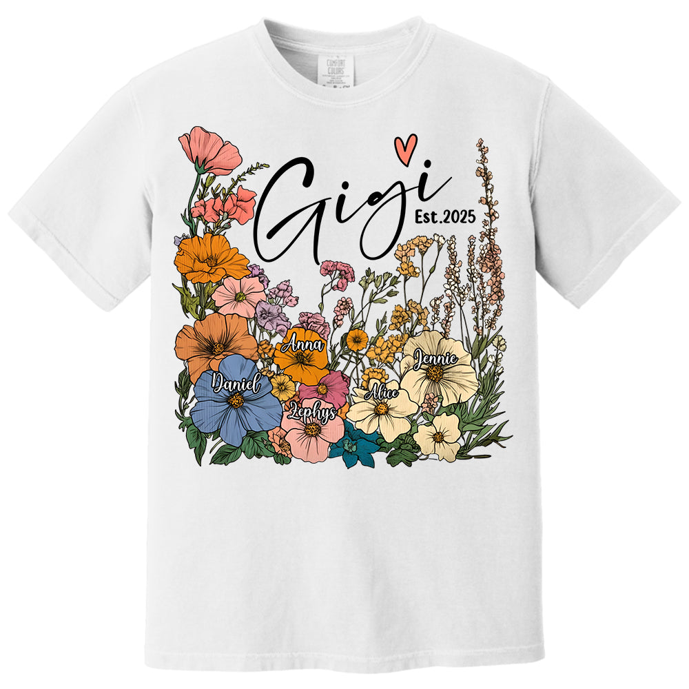 Gigi Vintage Floral Shirt - Custom Grandma With Grandkids, Gift for Mother's Day NA04 Tm01