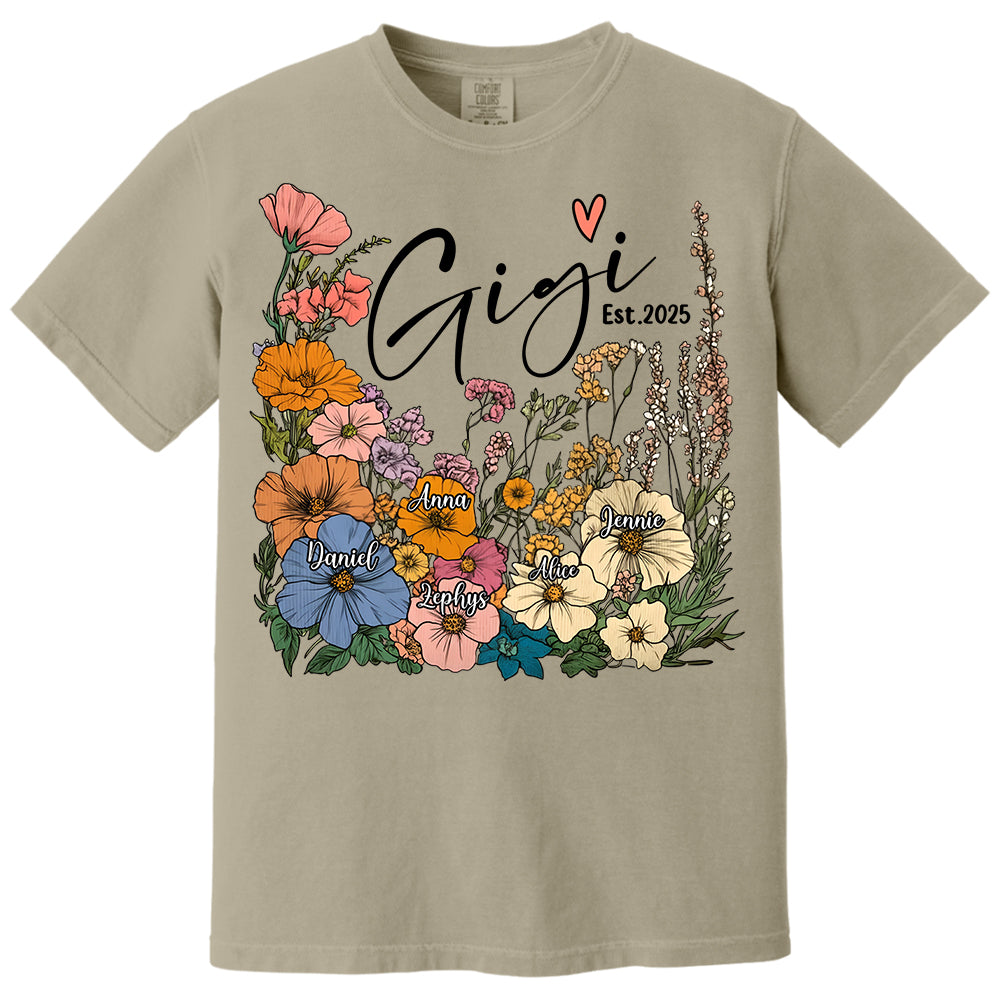 Gigi Vintage Floral Shirt - Custom Grandma With Grandkids, Gift for Mother's Day NA04 Tm01