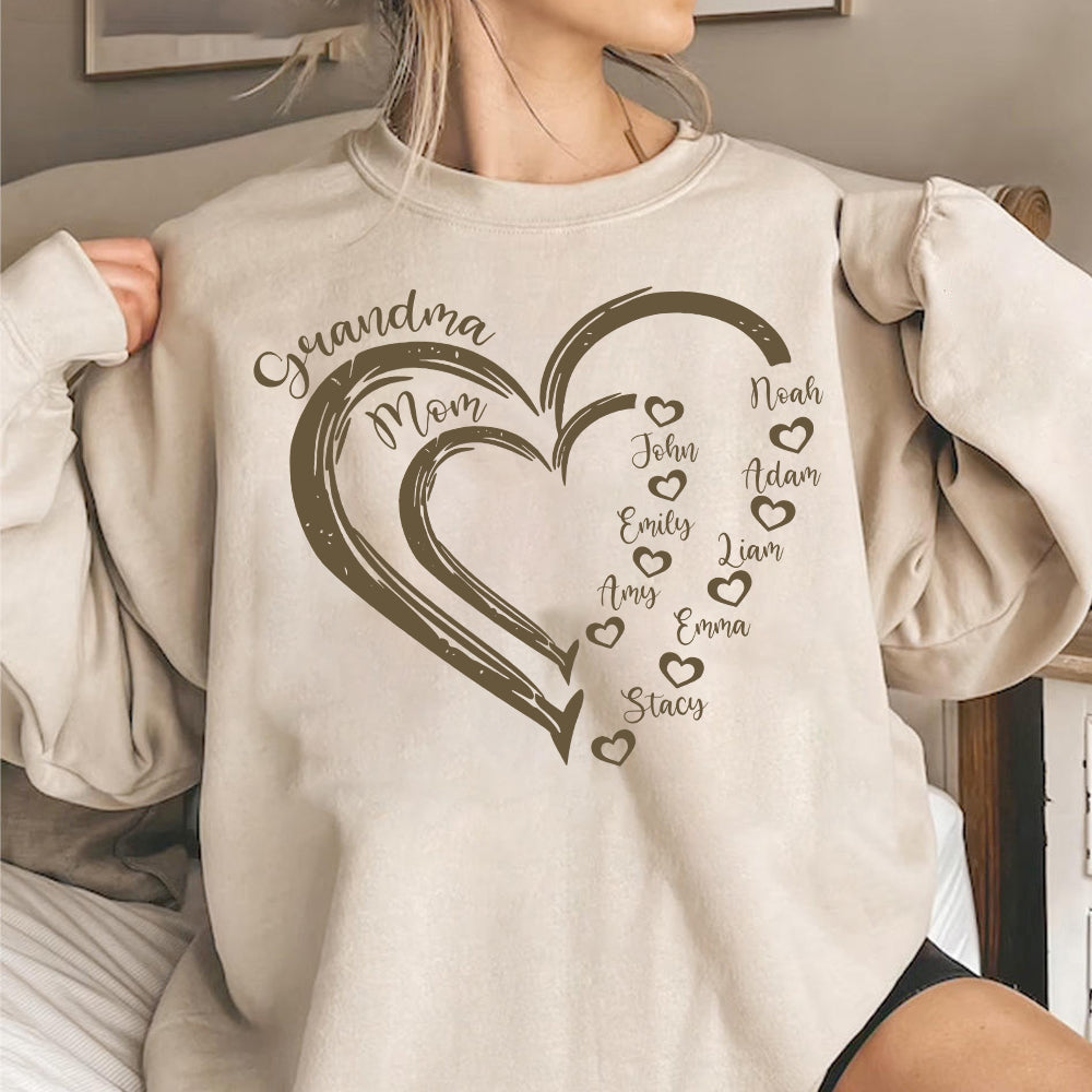 Custom Grandma Shirt, Grandma Heart Shirt, Nana Shirt With Grandkids Name, Gift For Grandma, Mother's Day Shirt, Personalized Grandma Shirt Nh00