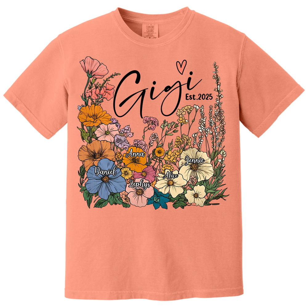 Gigi Vintage Floral Shirt - Custom Grandma With Grandkids, Gift for Mother's Day NA04 Tm01