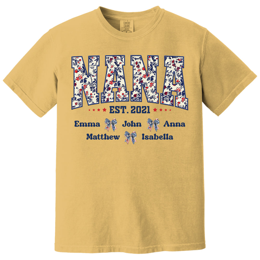 Floral Nana America Bow 4th Of July - Personalized Shirt For Grandma Do98