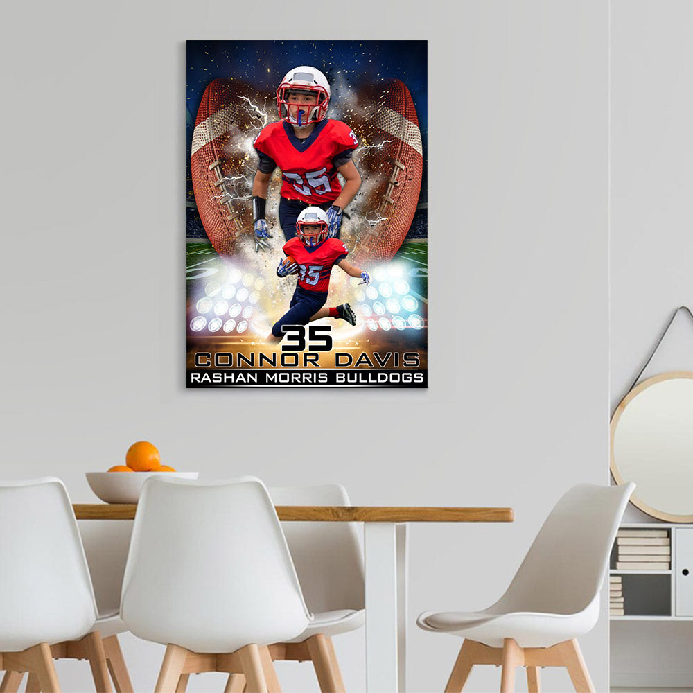 Personalized Name Number School Name Team Name American Football Player Poster Canvas for Football Lover Football Son Mom H2511 Trna