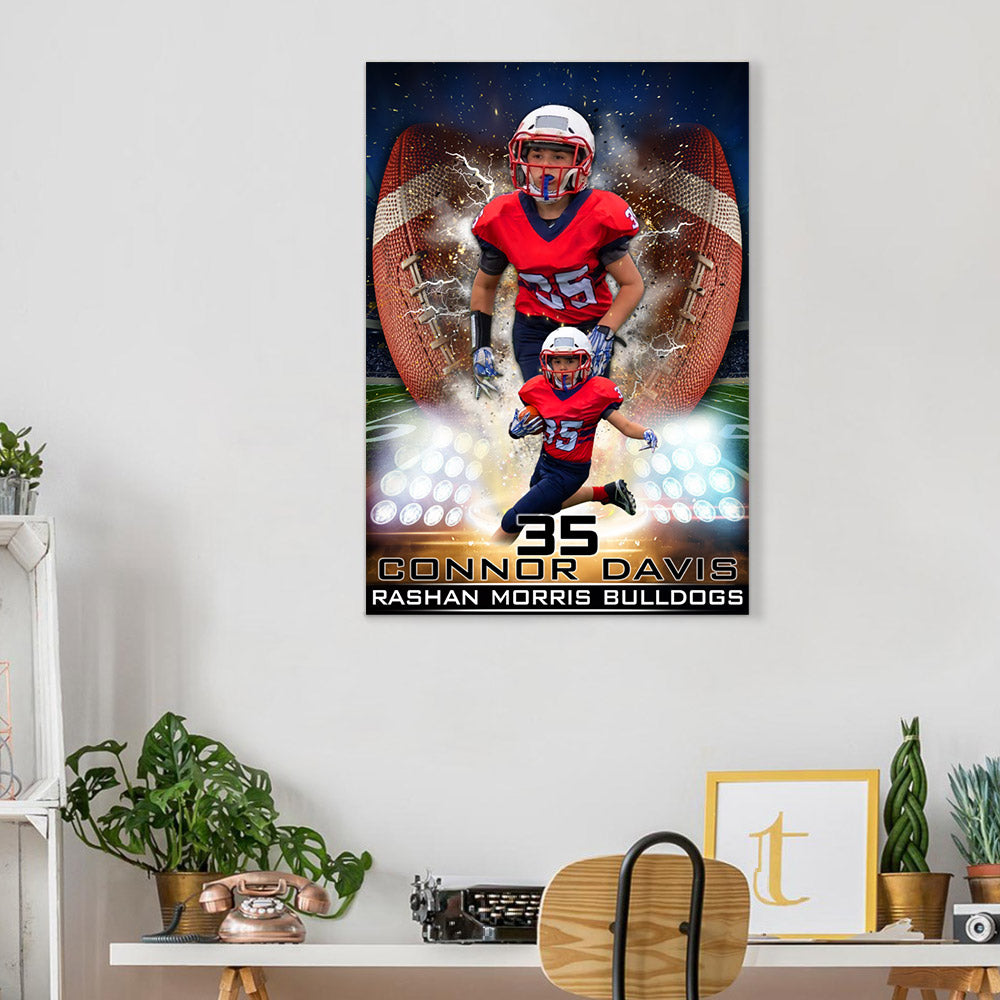 Personalized Name Number School Name Team Name American Football Player Poster Canvas for Football Lover Football Son Mom H2511 Trna