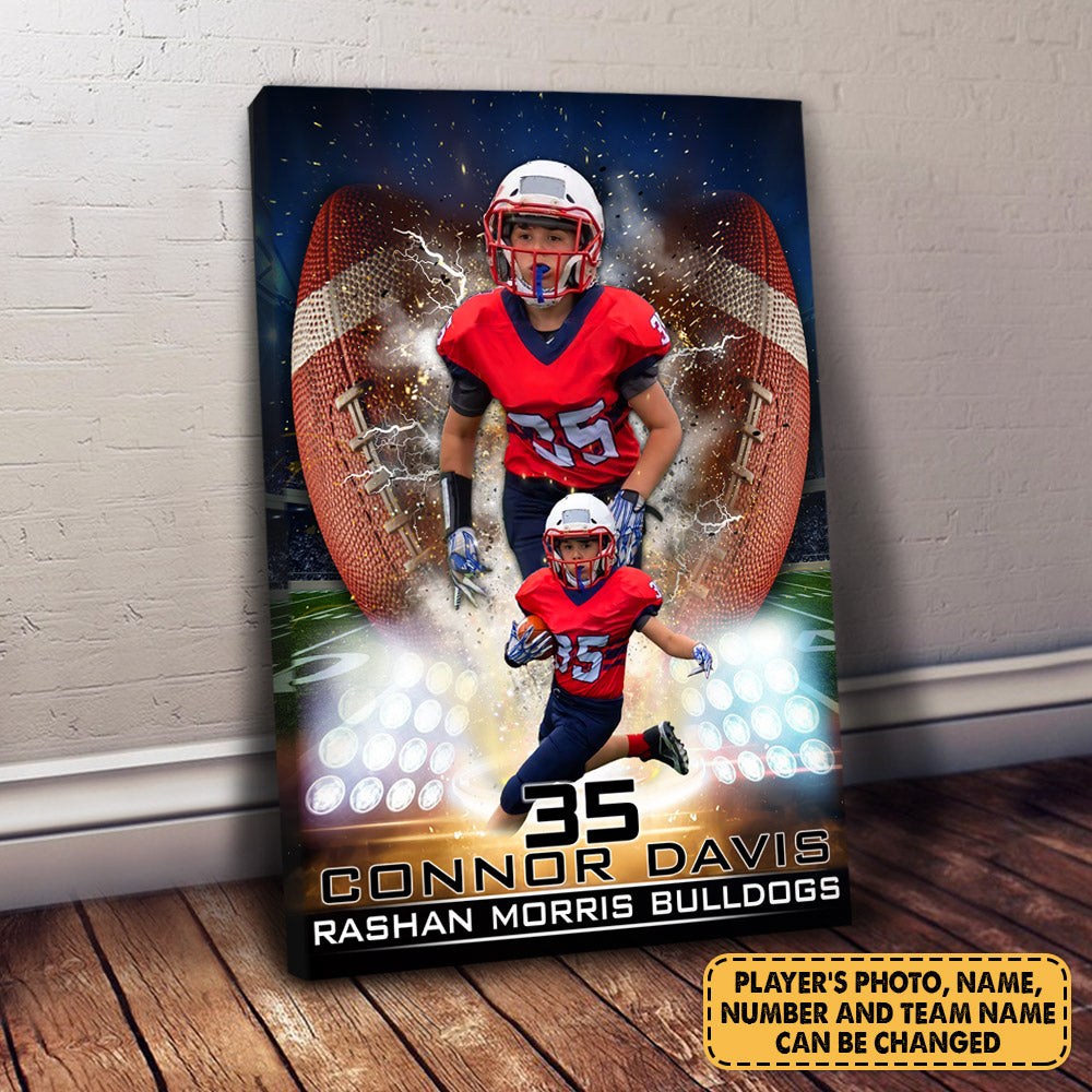 Personalized Name Number School Name Team Name American Football Player Poster Canvas for Football Lover Football Son Mom H2511 Trna